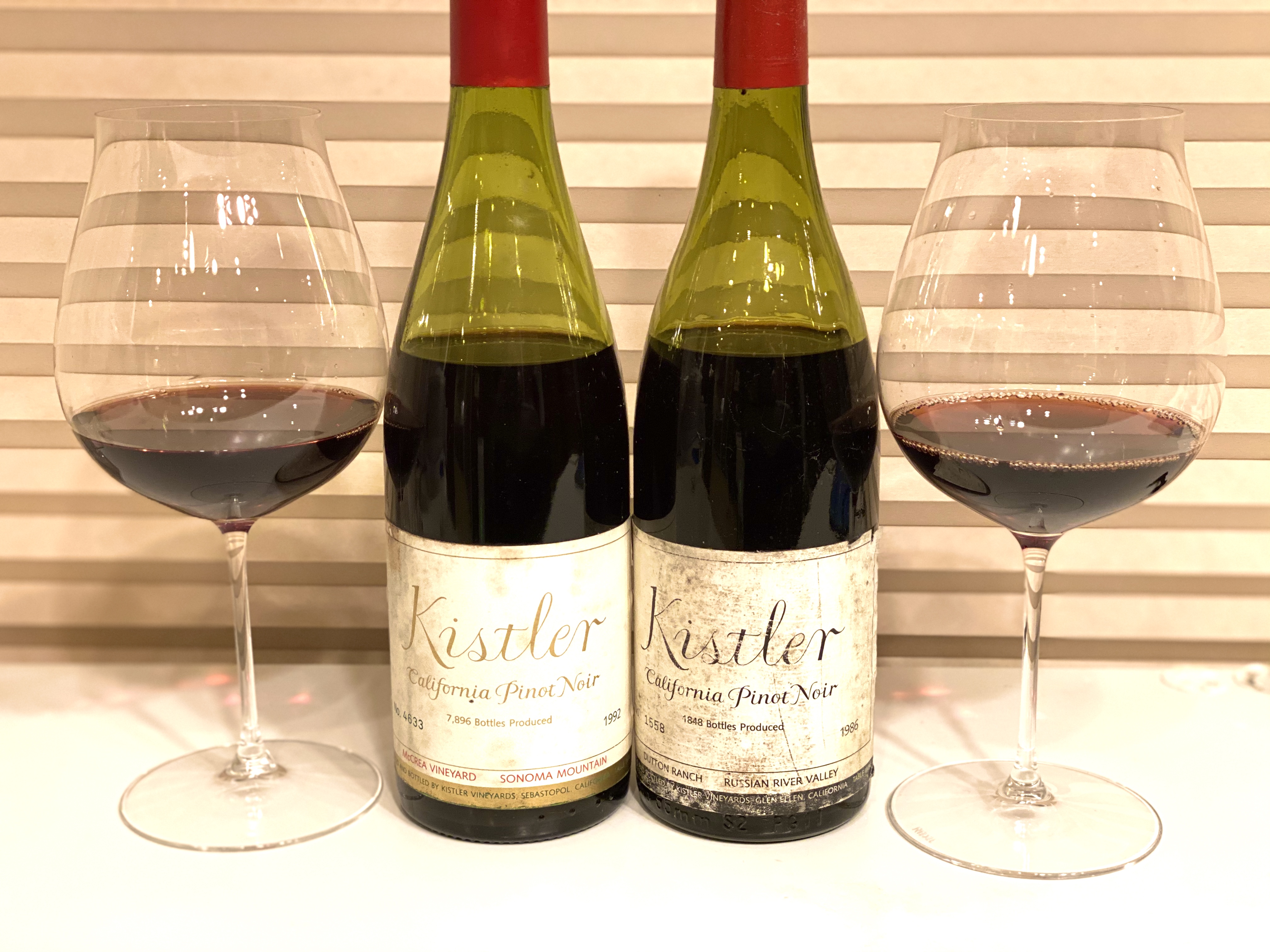 Kistler McCrea Vineyard Pinot Noir 1992 vs Dutton Ranch Pinot Noir1986